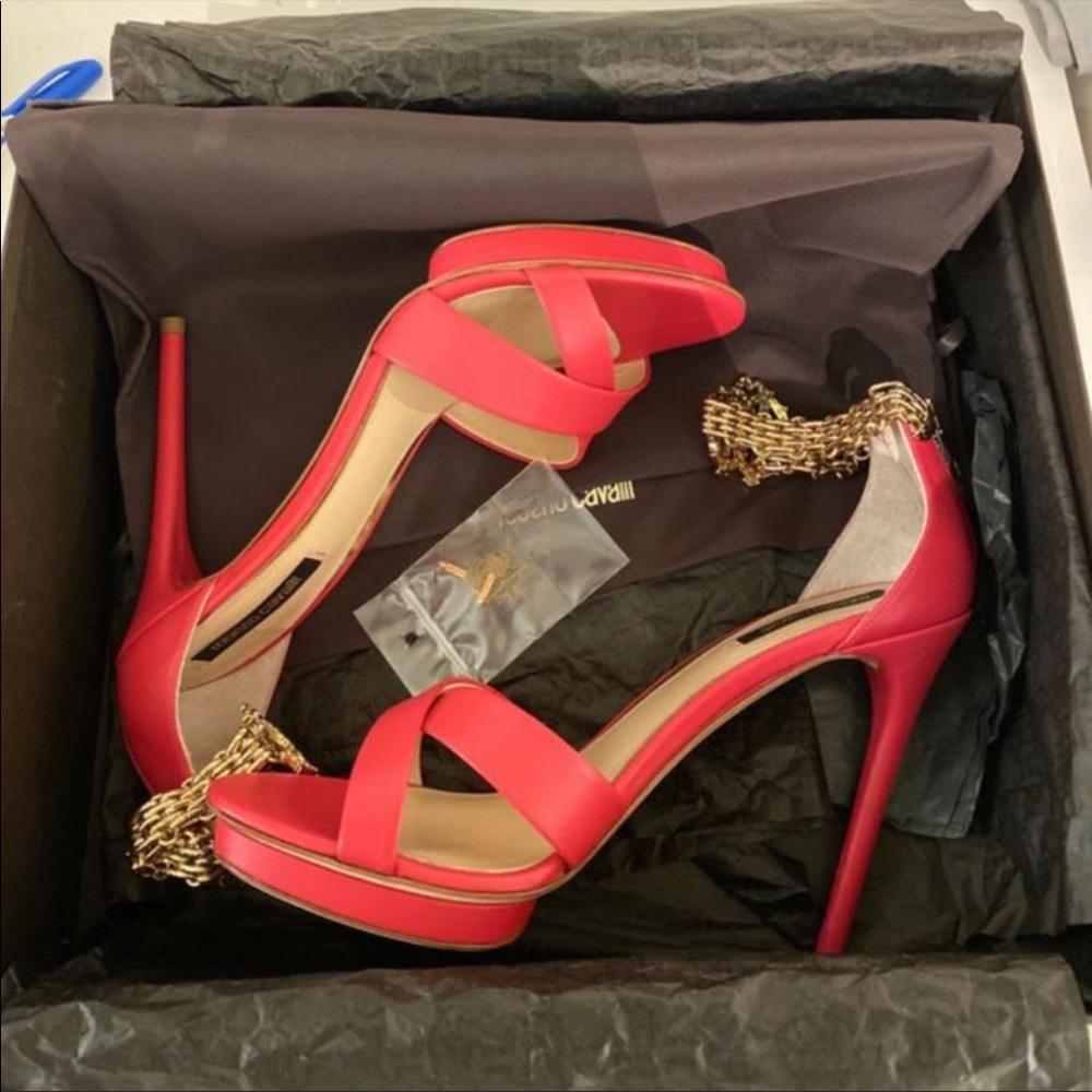 pink Roberto Cavalli Chain stilettos